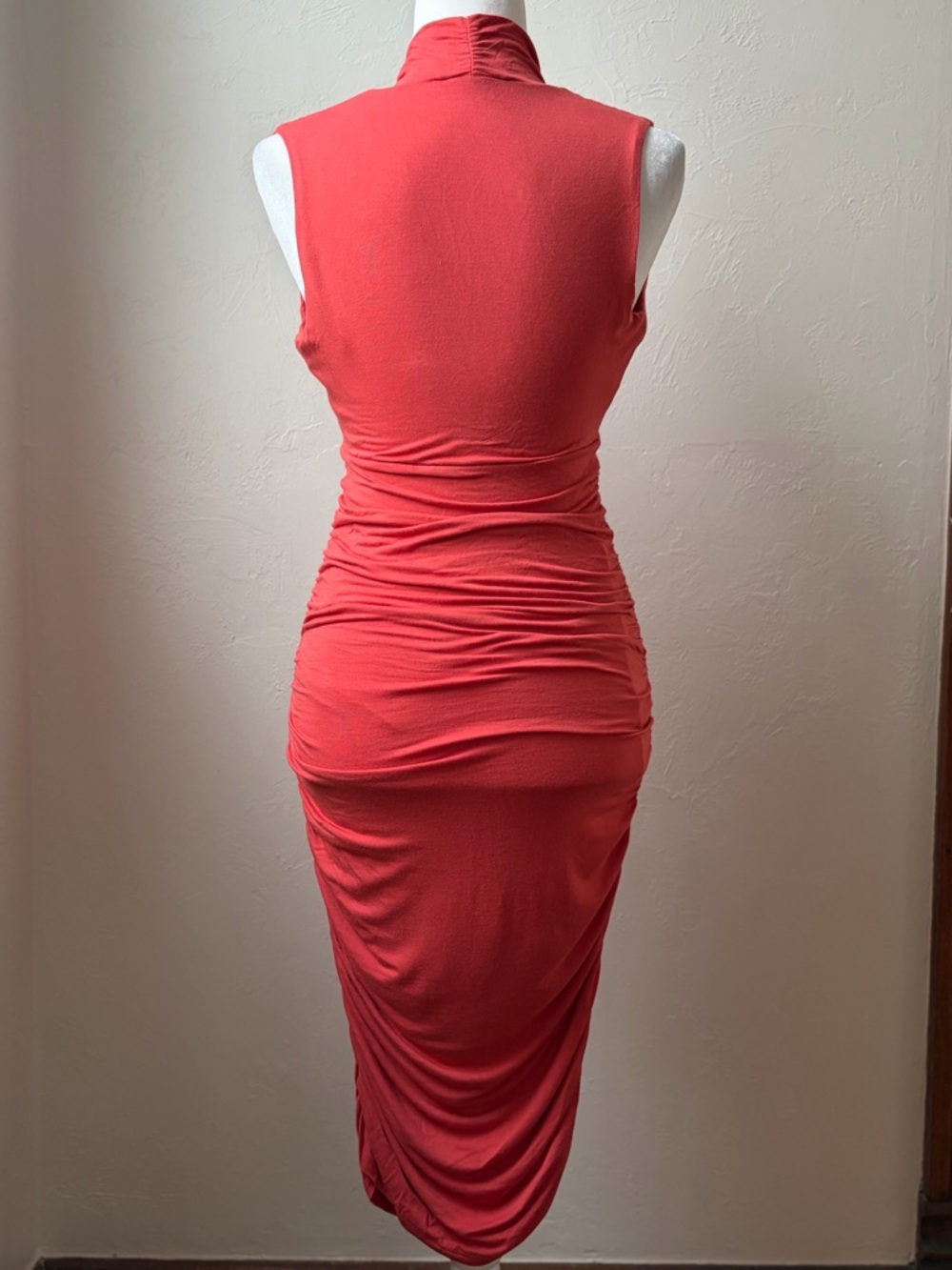 Moulinette Soeurs By Anthropologie Ruched Midi Dress Salmon XS Sleeveless - Picture 6 of 9